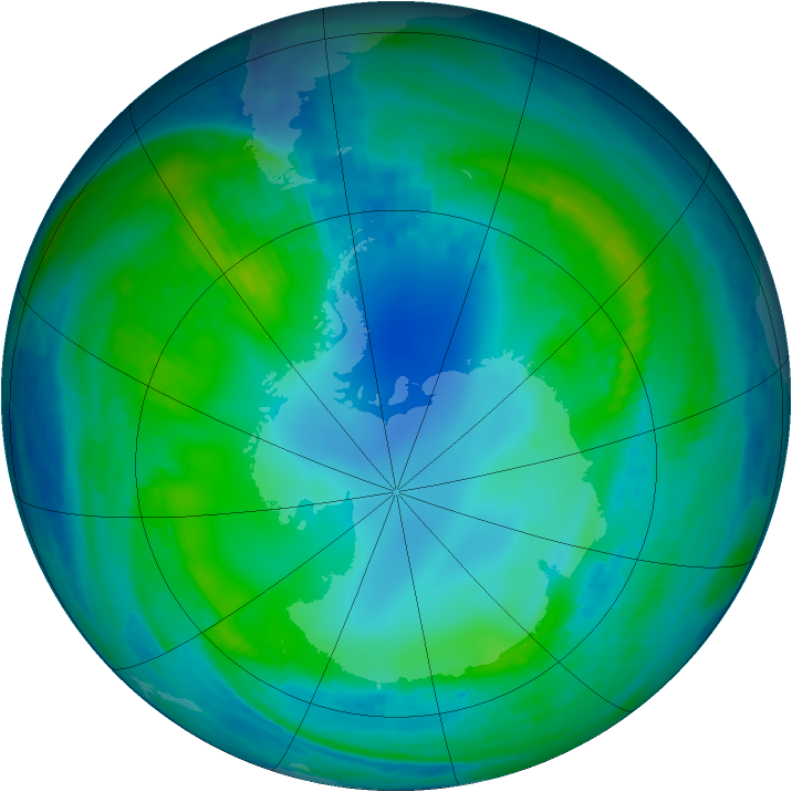 Antarctic ozone map for 19 May 1999